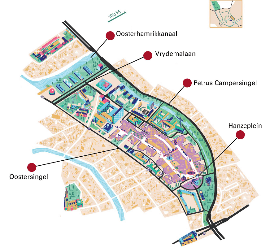 Kaart UMCG/Vrydemalaan