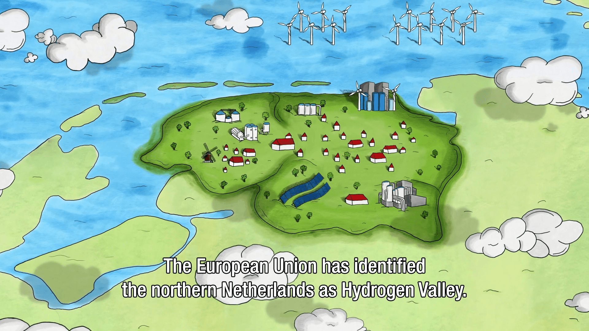 Tekening van Noord-Nederland (HEAVENN - waterstof)
