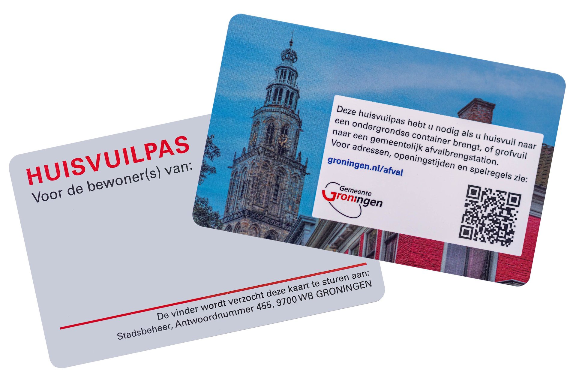 Voor- en achterkant huisvuilpas