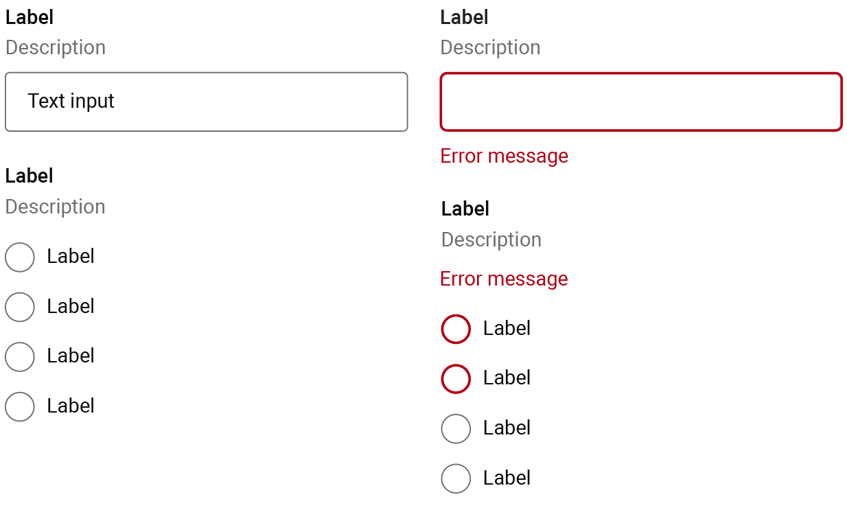 Voorbeeld labels formulieren