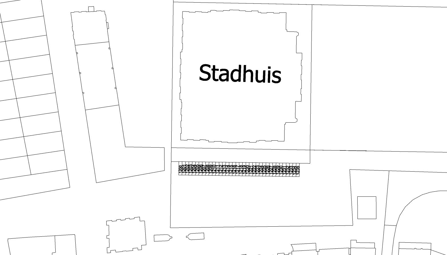 Grote Markt - tekening met grondnummers