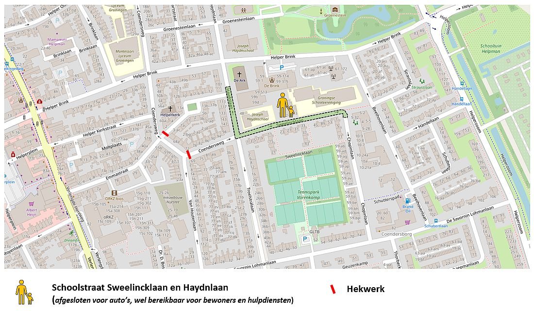 Kaart pilot schoolstraat GSV en Sweelincklaan